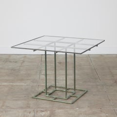 Early Walter Lamb Bronze Patio Dining Table with Glass Top