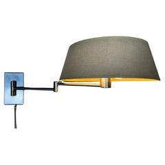 Early Walter Von Nessen Swing Arm Wall and Table Lamp in Brushed aluminum