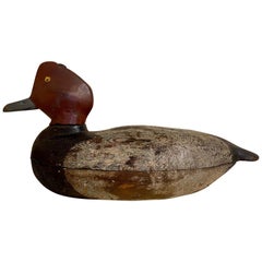 Vintage Early Ward Brothers Red Head Drake Decoy, circa 1930
