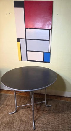 Early Warren McArthur J-Leg 36" Round Table, Patent Applied For Label, 1933–34