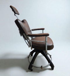 Early Warren McArthur Reclining Shampoo Chair, Custom Wood-Base Model, 1930s