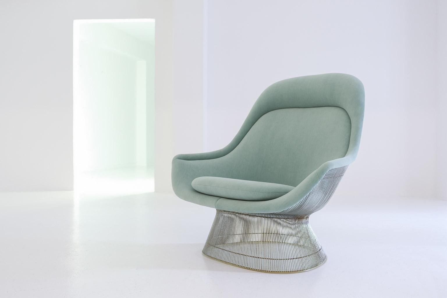 Early Warren Platner Easy Chair by Knoll upholstered with Kvadrat knitted velvet 6