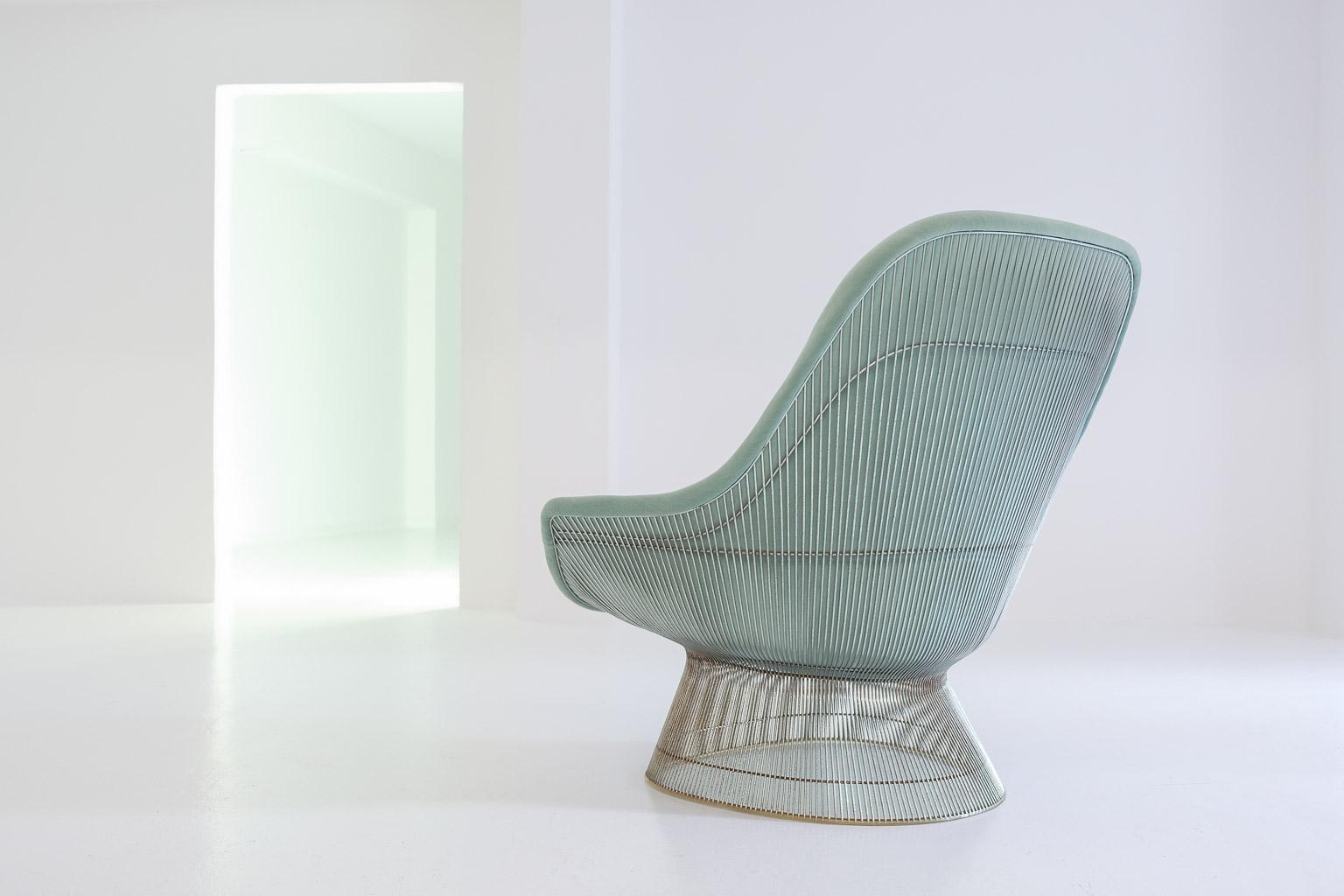 Mid-Century Modern Early Warren Platner Easy Chair by Knoll upholstered with Kvadrat knitted velvet