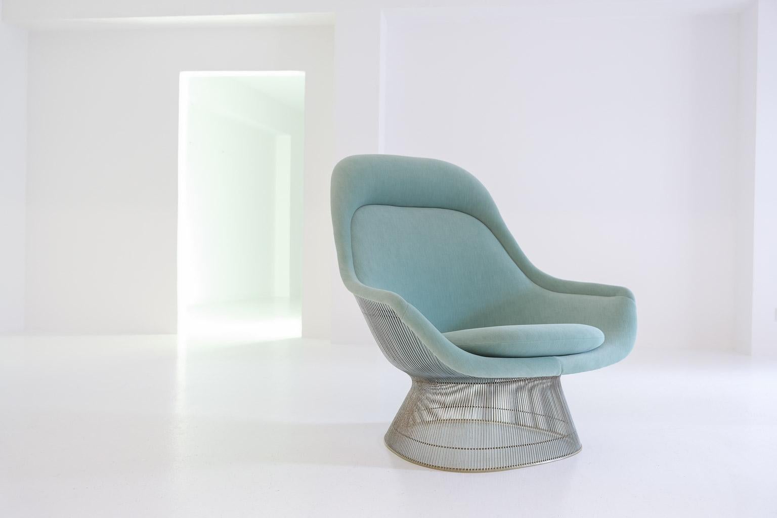 American Early Warren Platner Easy Chair by Knoll upholstered with Kvadrat knitted velvet