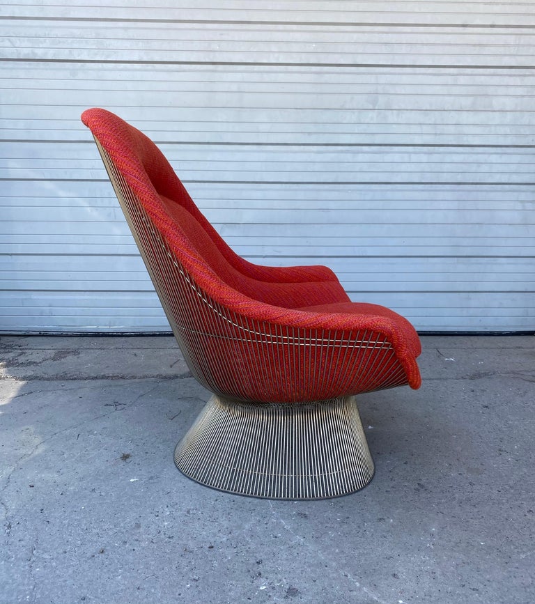 Early Warren Platner Large Wire Lounge Chair for Knoll , C.1970 Cado Wool Woven For Sale 1