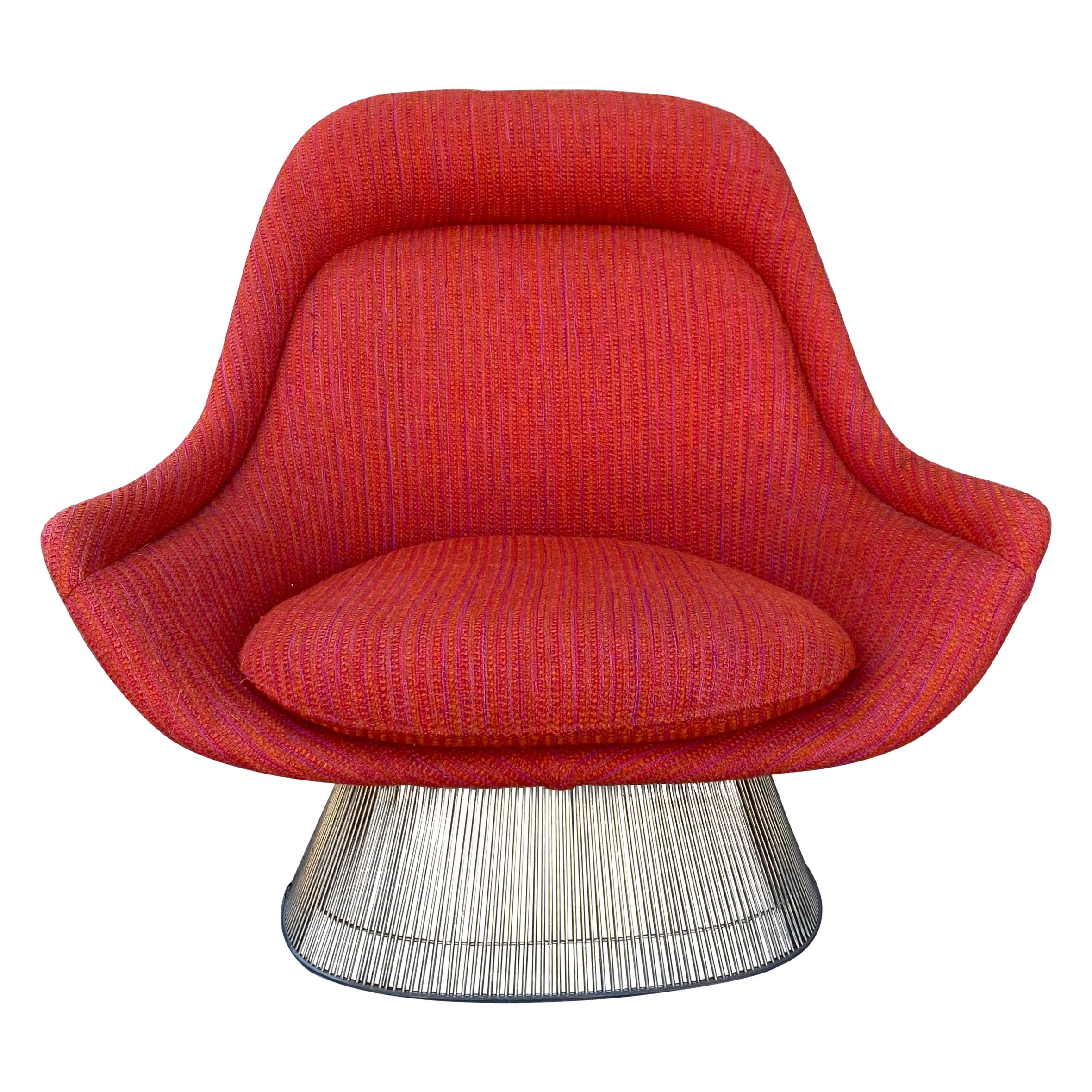 Early Warren Platner Large Wire Lounge Chair for Knoll , C.1970 Cado Wool Woven