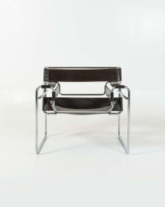 Sedia Early Wassily di Marcel Breuer per Gavina in pelle color cioccolato scuro