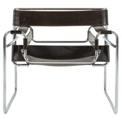 Early Wassily Chair by Marcel Breuer for Gavina in Dark Chocolate Leather