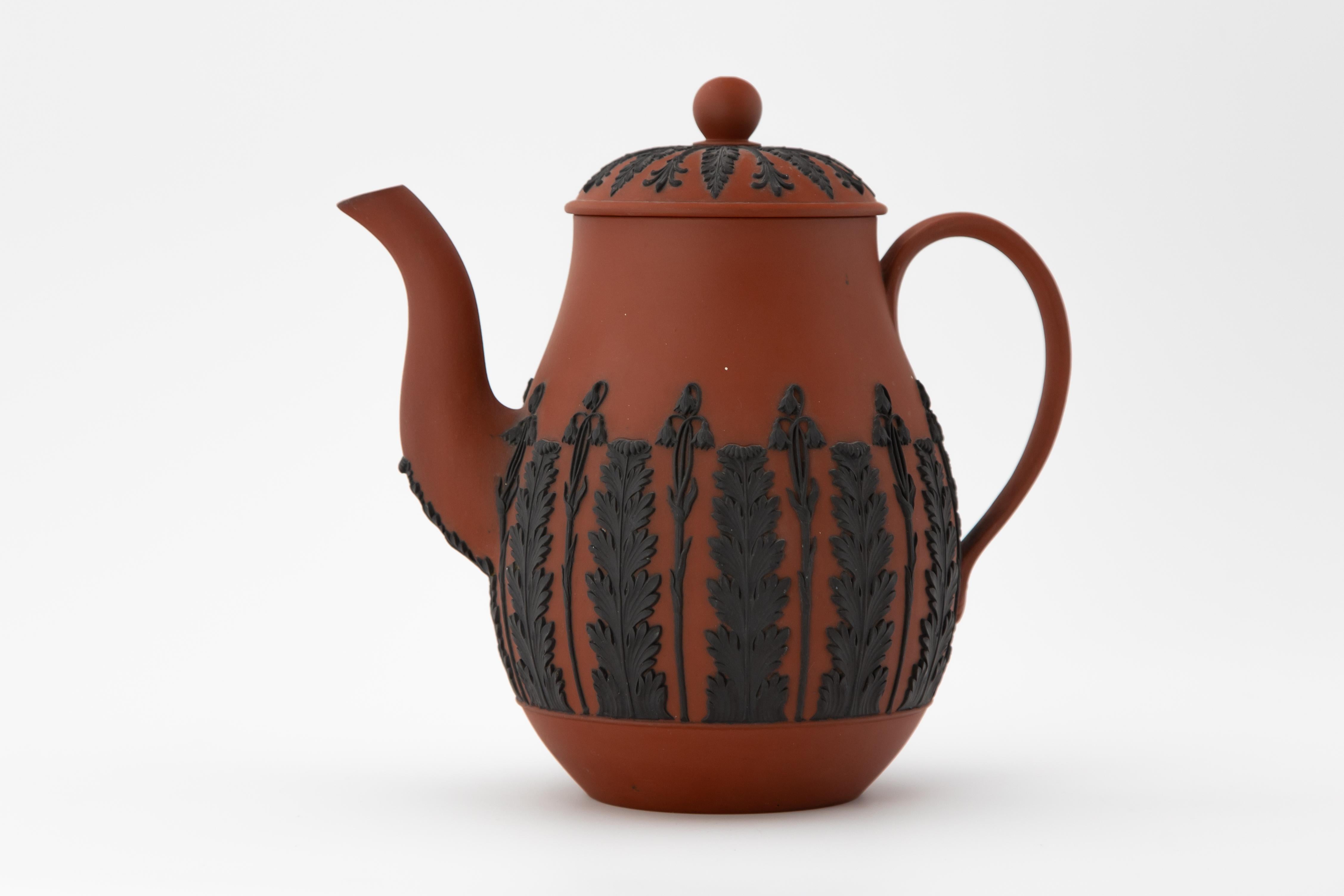 Cafetera neoclásica de Wedgwood Early Egyptian Revival Rosso Antico Neoclásico en venta