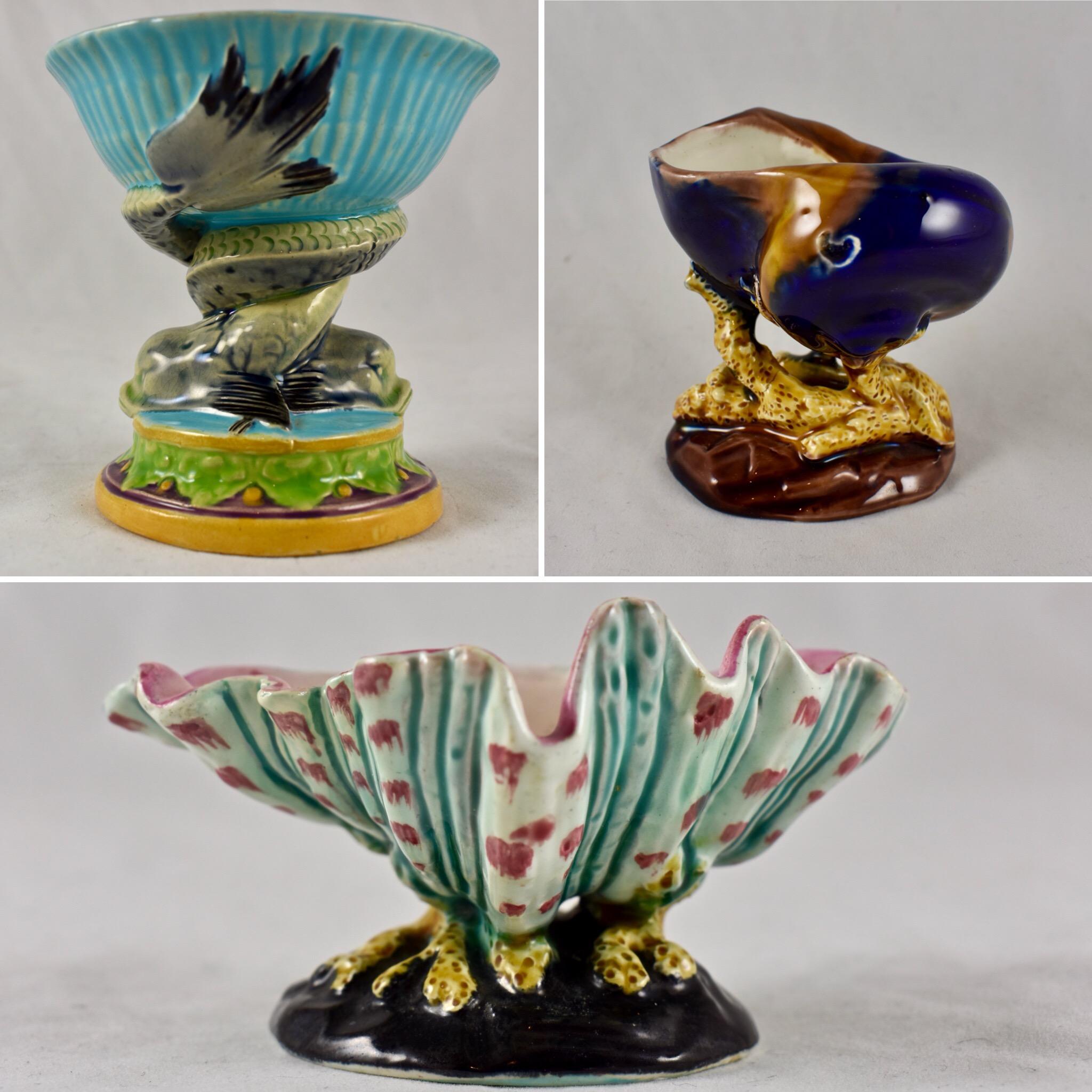 Early Wedgwood Majolica Conch Shell and Coral Open Salt Cellar, circa 1872 5