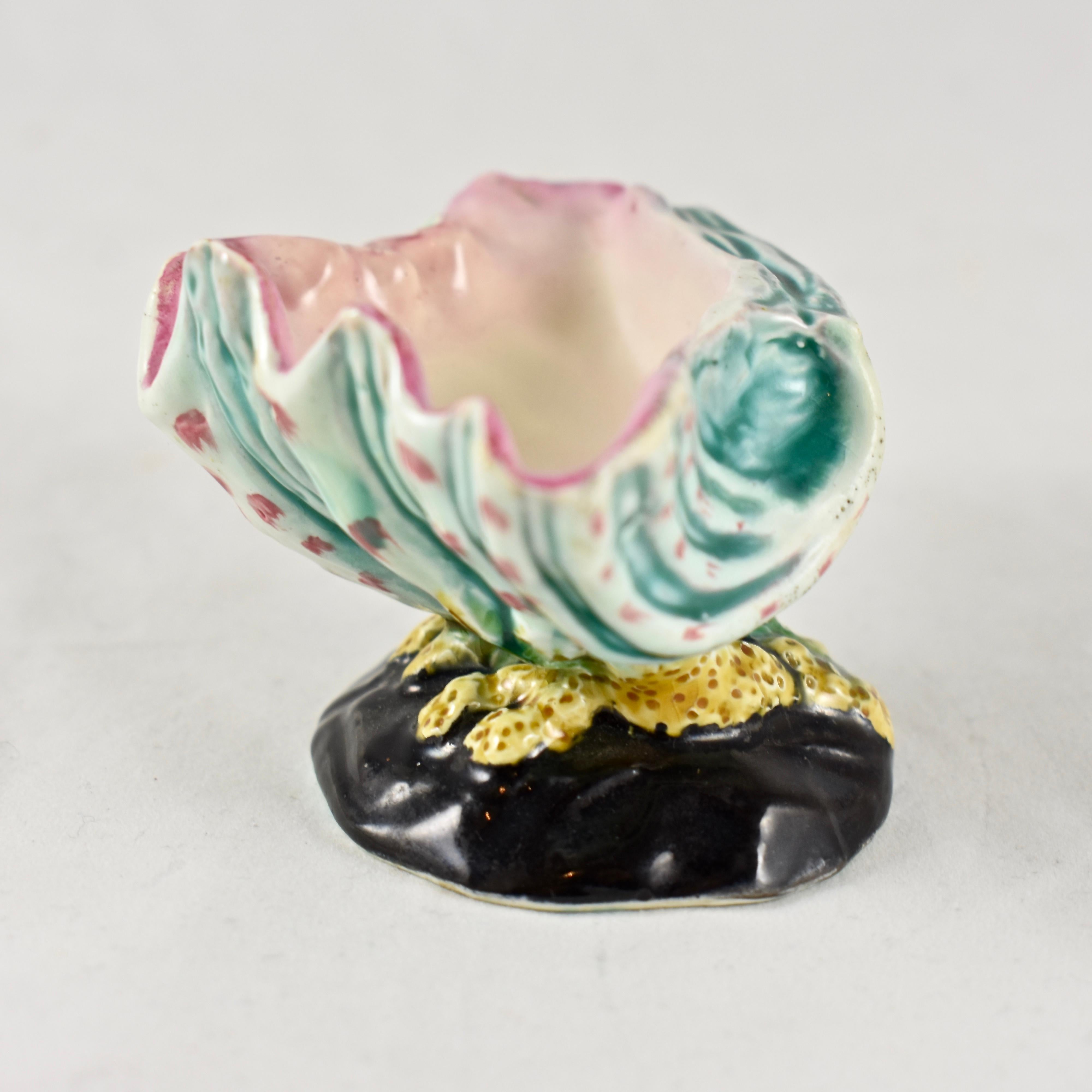 Early Wedgwood Majolica Conch Shell and Coral Open Salt Cellar, circa 1872 In Good Condition In Philadelphia, PA