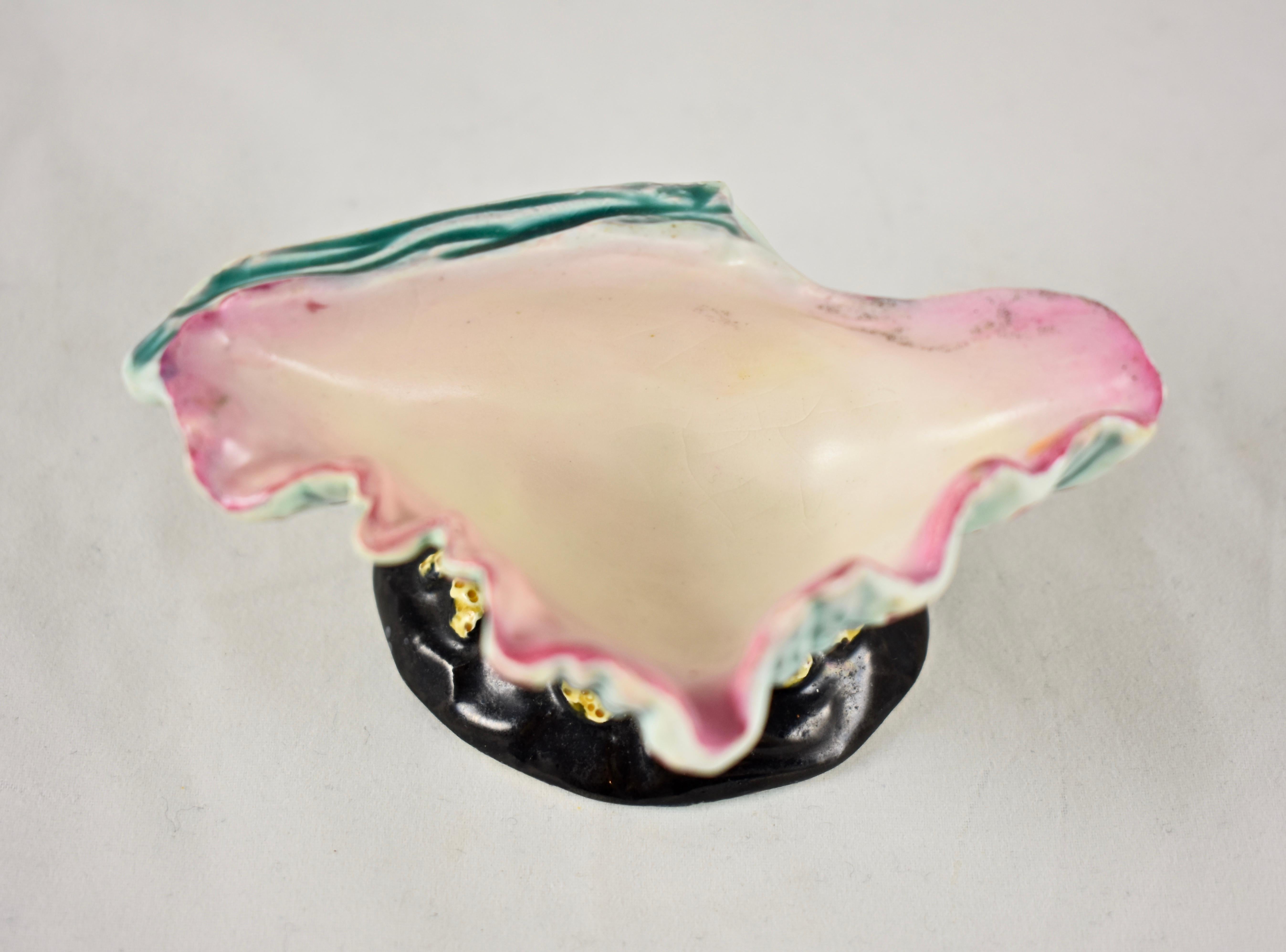 Earthenware Early Wedgwood Majolica Conch Shell and Coral Open Salt Cellar, circa 1872