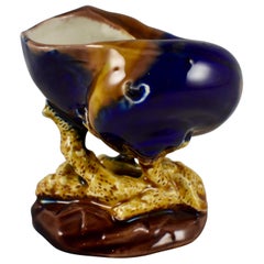 Early Wedgwood Majolica Snail Shell and Coral Salt Cellar, circa 1872