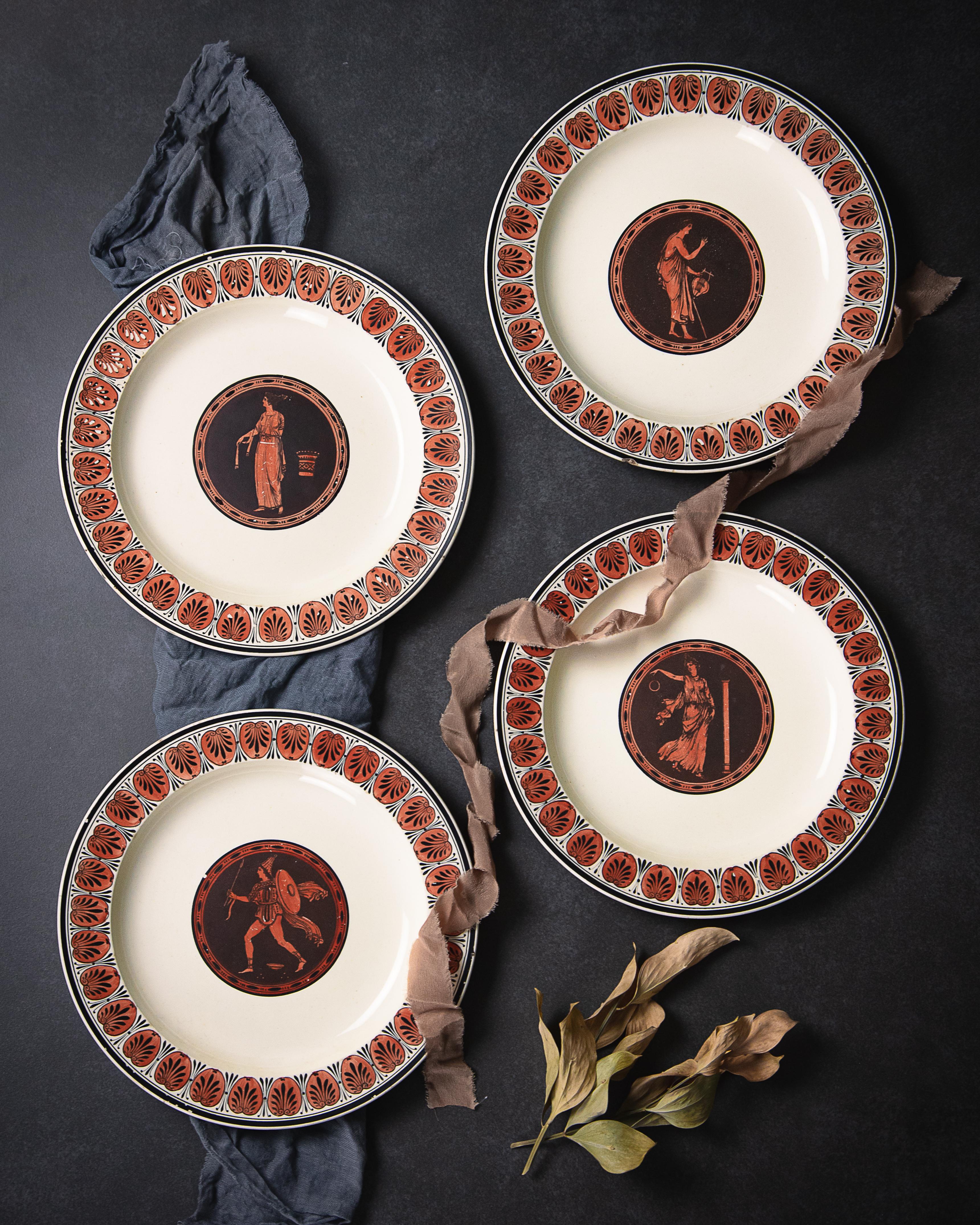 A set of four early Wedgwood creamware Neoclassical dessert dishes made circa 1780.

Sir William Hamilton’s Collection of Etruscan, Greek and Roman antiquities, published in 1766 by Pierre d’Hancarville, was a landmark publication in English