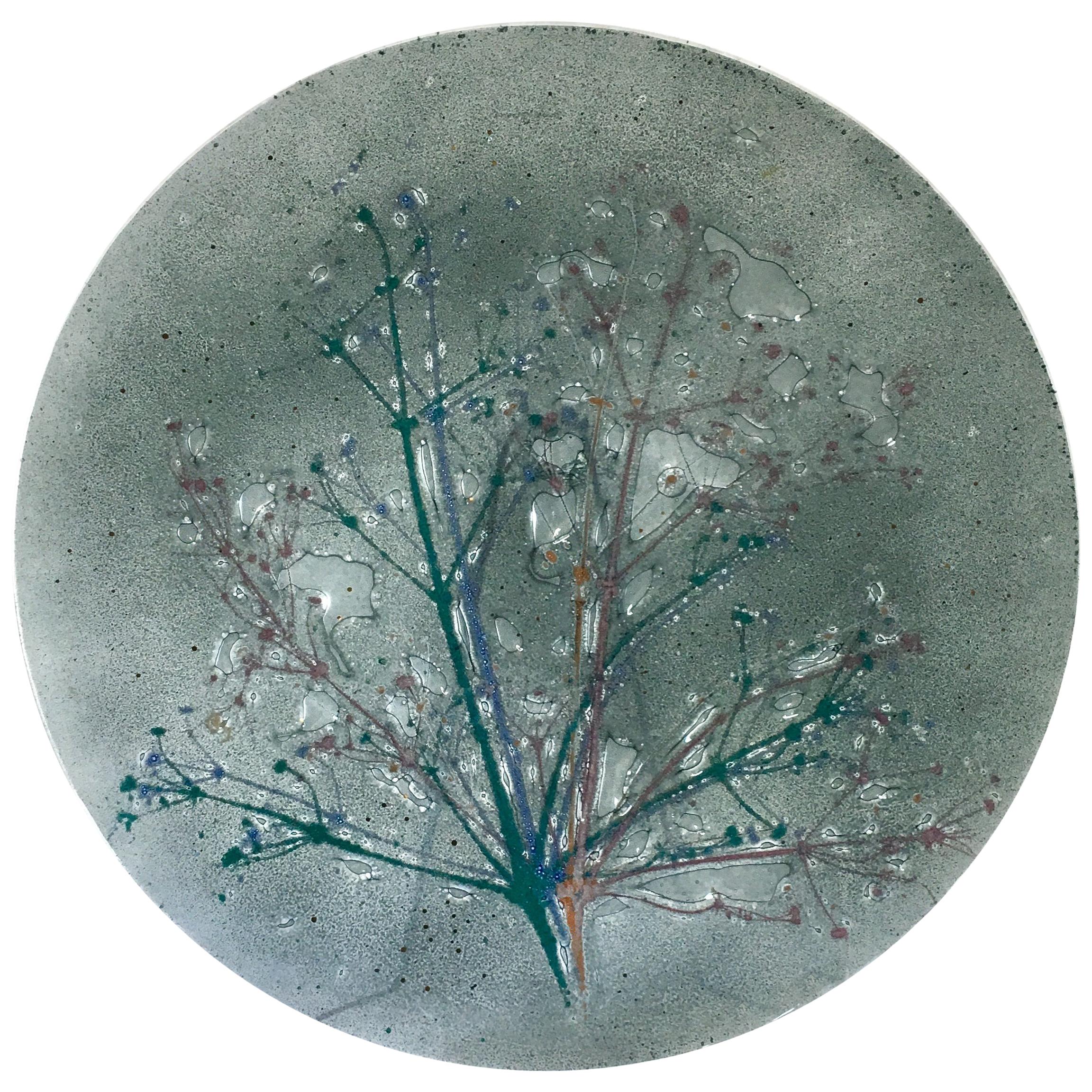 Early Wells Street Studio Abstract Fused Glass Plate by Higgins, 1950s For Sale