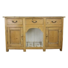 Early Welsh Country Pine Dresser Base, Dog Kennel Center