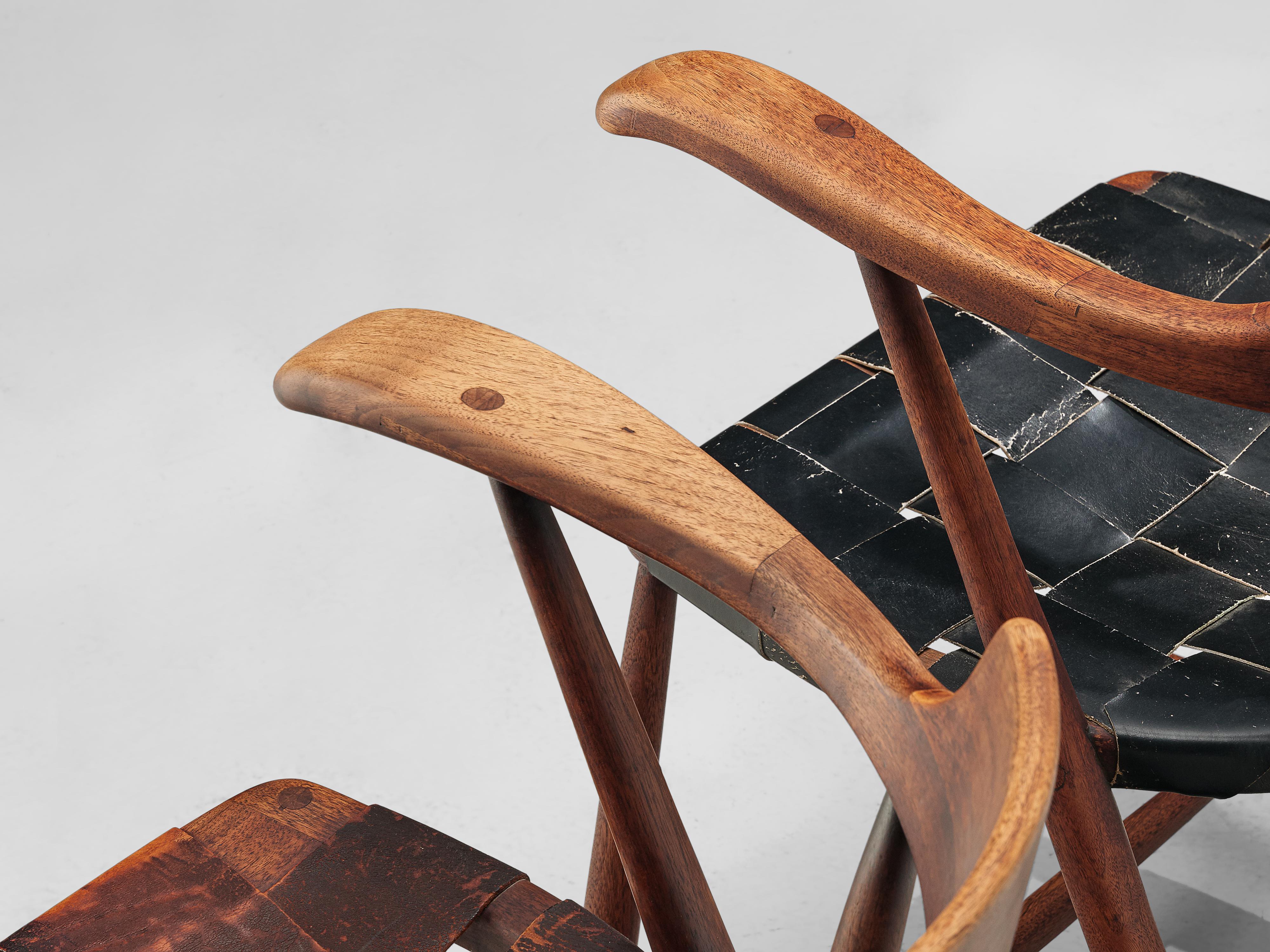 Early Wharton Esherick ‘Captain’s Chairs’ in American Walnut and Leather 4