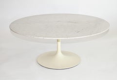 Early White Marble Top Tulip Coffee Table by Saarinen for Knoll 1960s