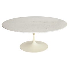 Early White Marble Top Tulip Coffee Table by Saarinen for Knoll 1960s