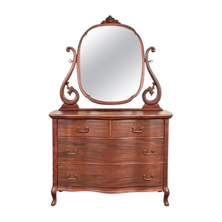 Early Widdicomb Antique Victorian Mahogany Dresser With Mirror, Circa 1890s