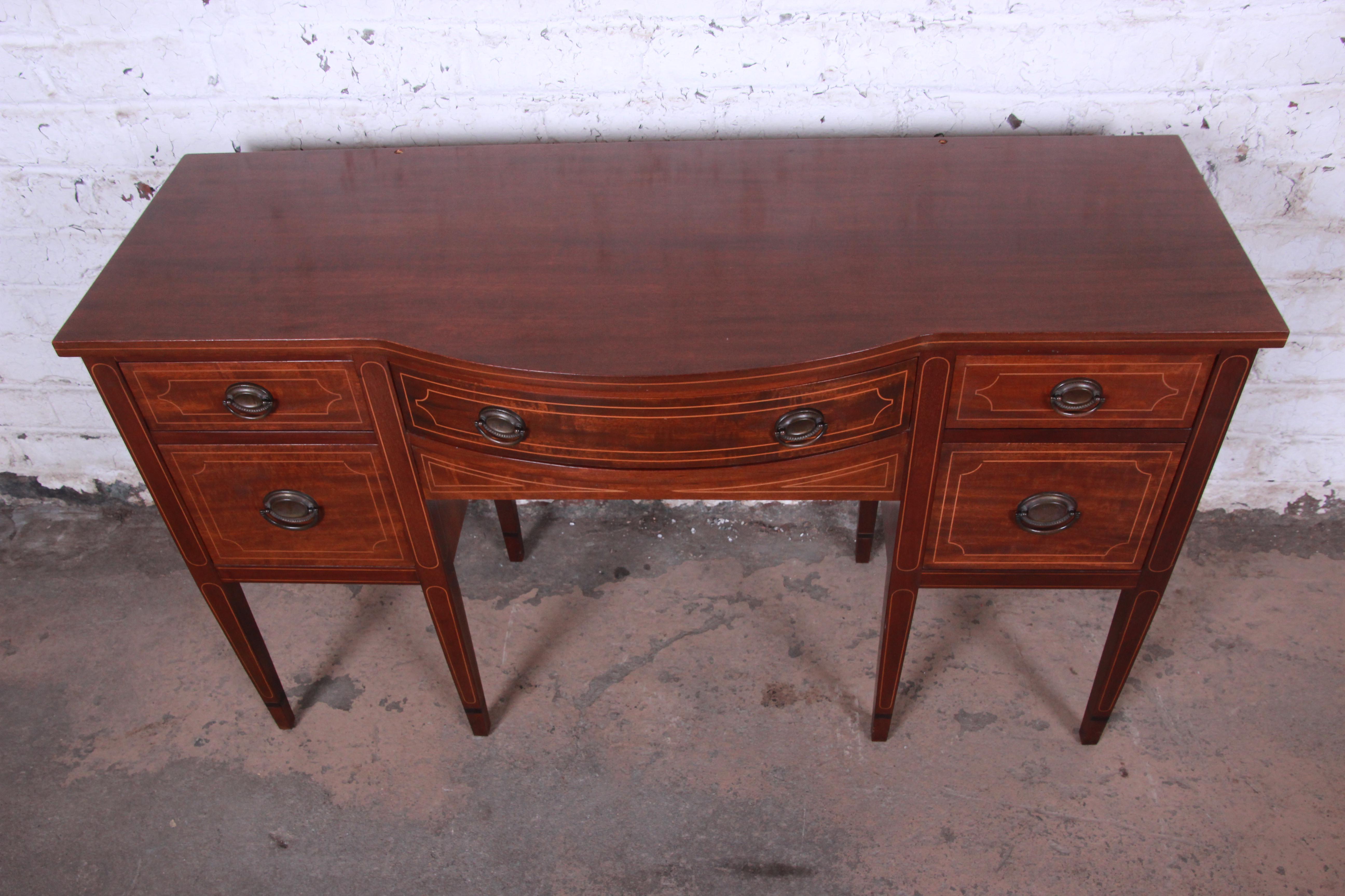 Early Widdicomb Hepplewhite Style Inlaid Mahogany Vanity Dresser With Mirror 2