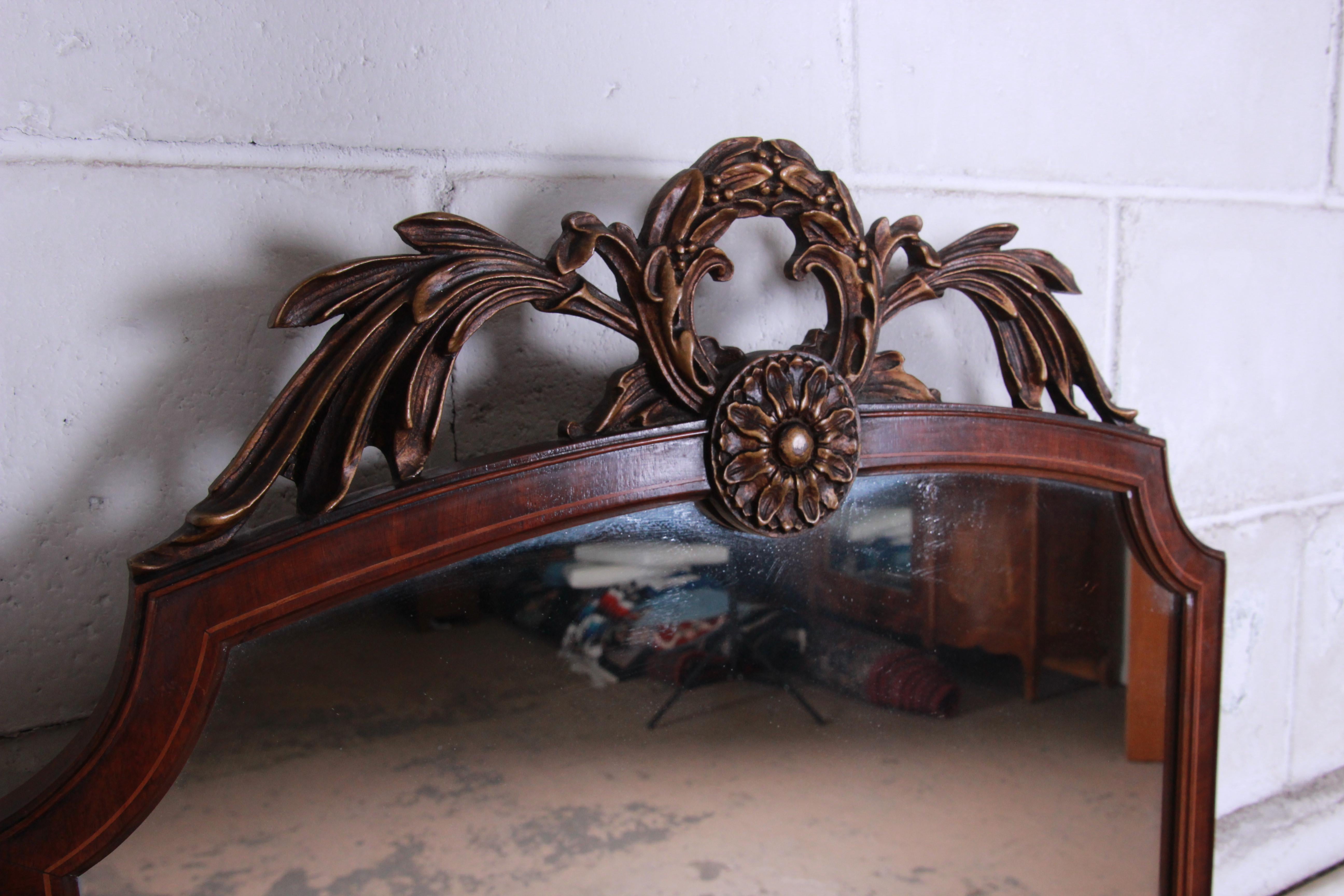 20th Century Early Widdicomb Hepplewhite Style Inlaid Mahogany Vanity Dresser With Mirror