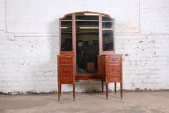 Early Widdicomb Mahogany Vanity Dresser with Tri-Fold Mirror, circa 1920s