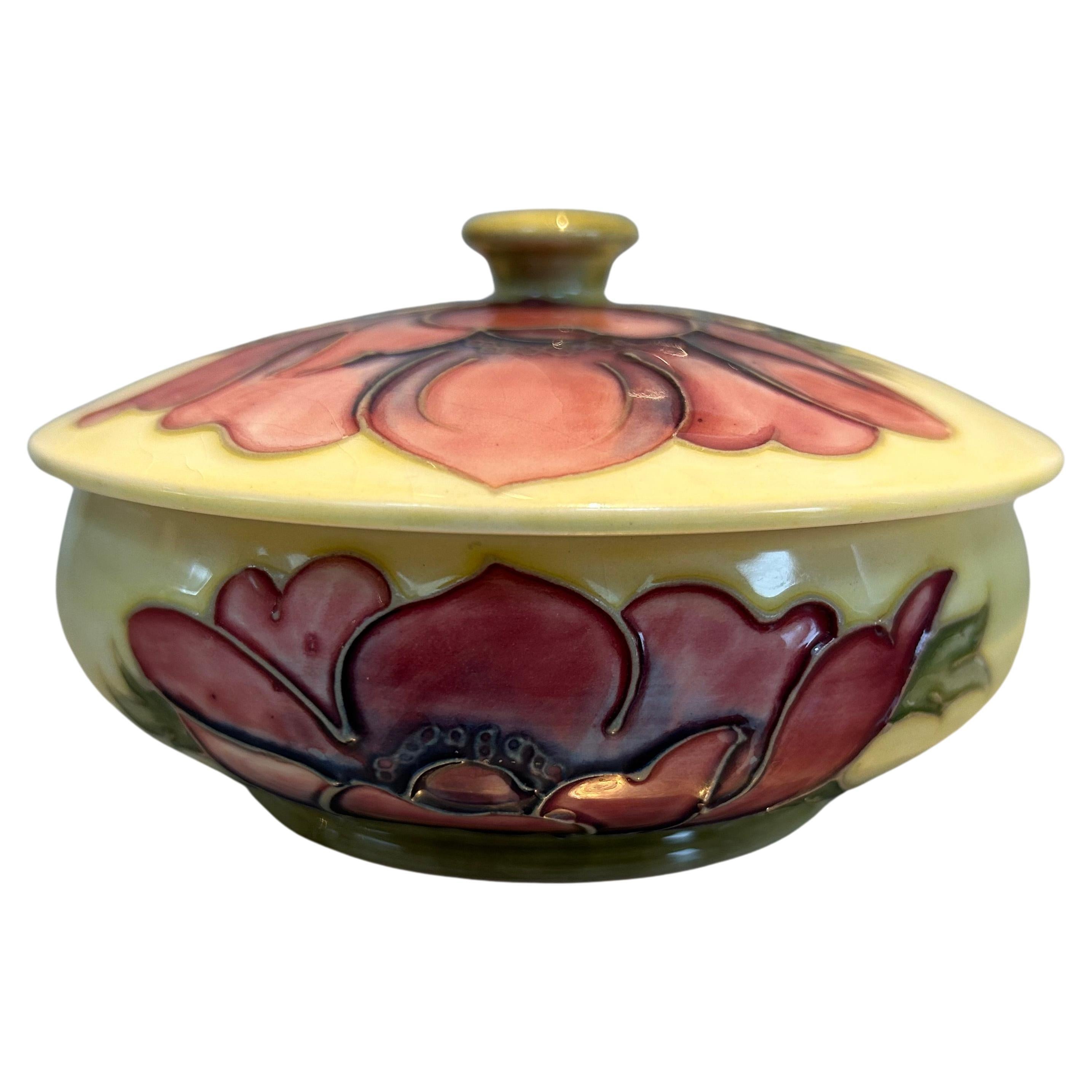 Early William Moorcroft Anemone Bowl & Lid Both Signed & Stamped
