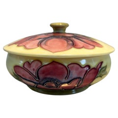 Early William Moorcroft Anemone Bowl & Lid Both Signed & Stamped