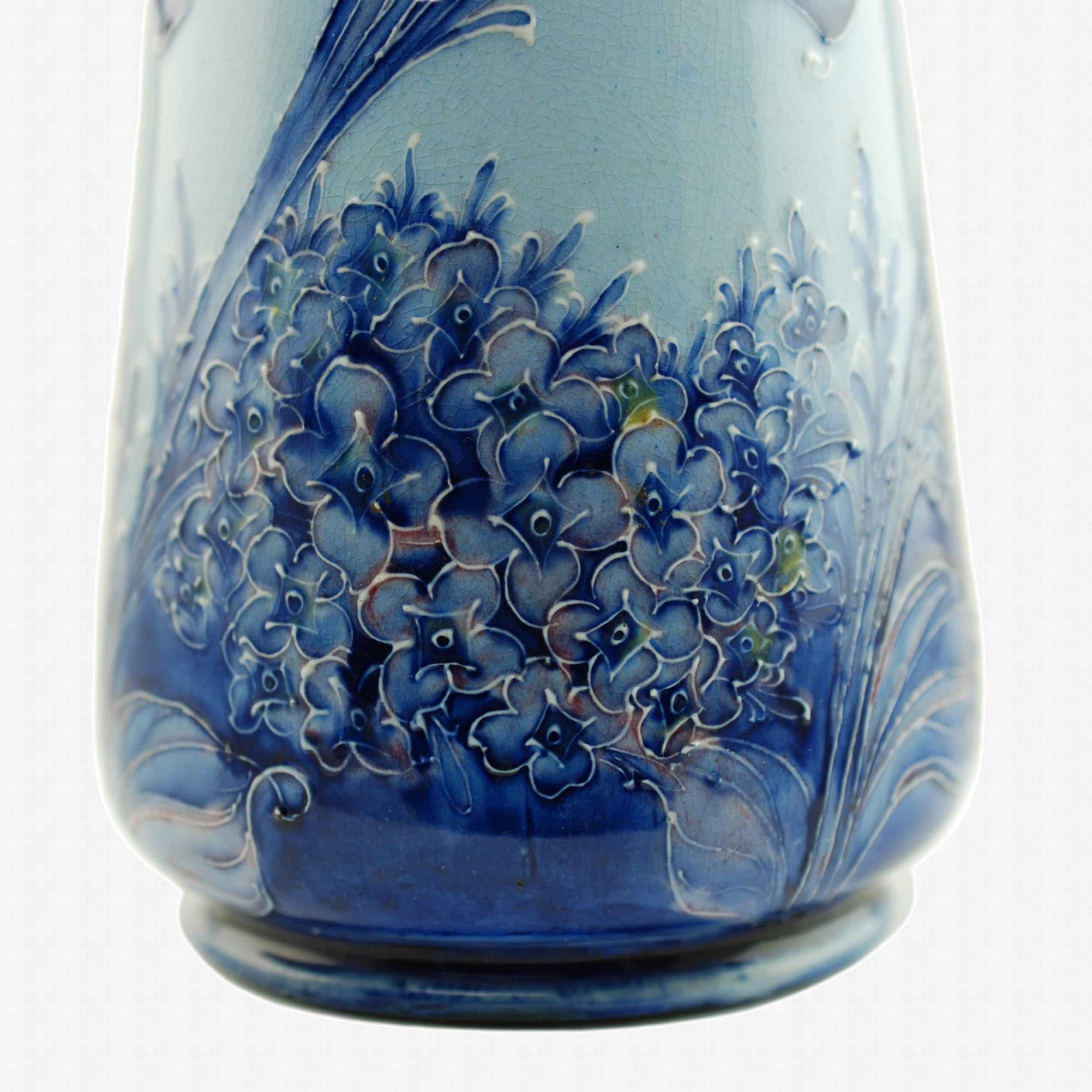 Glazed Early William Moorcroft for James Macintyre Blue Florian Ware Vase Lilac Pattern