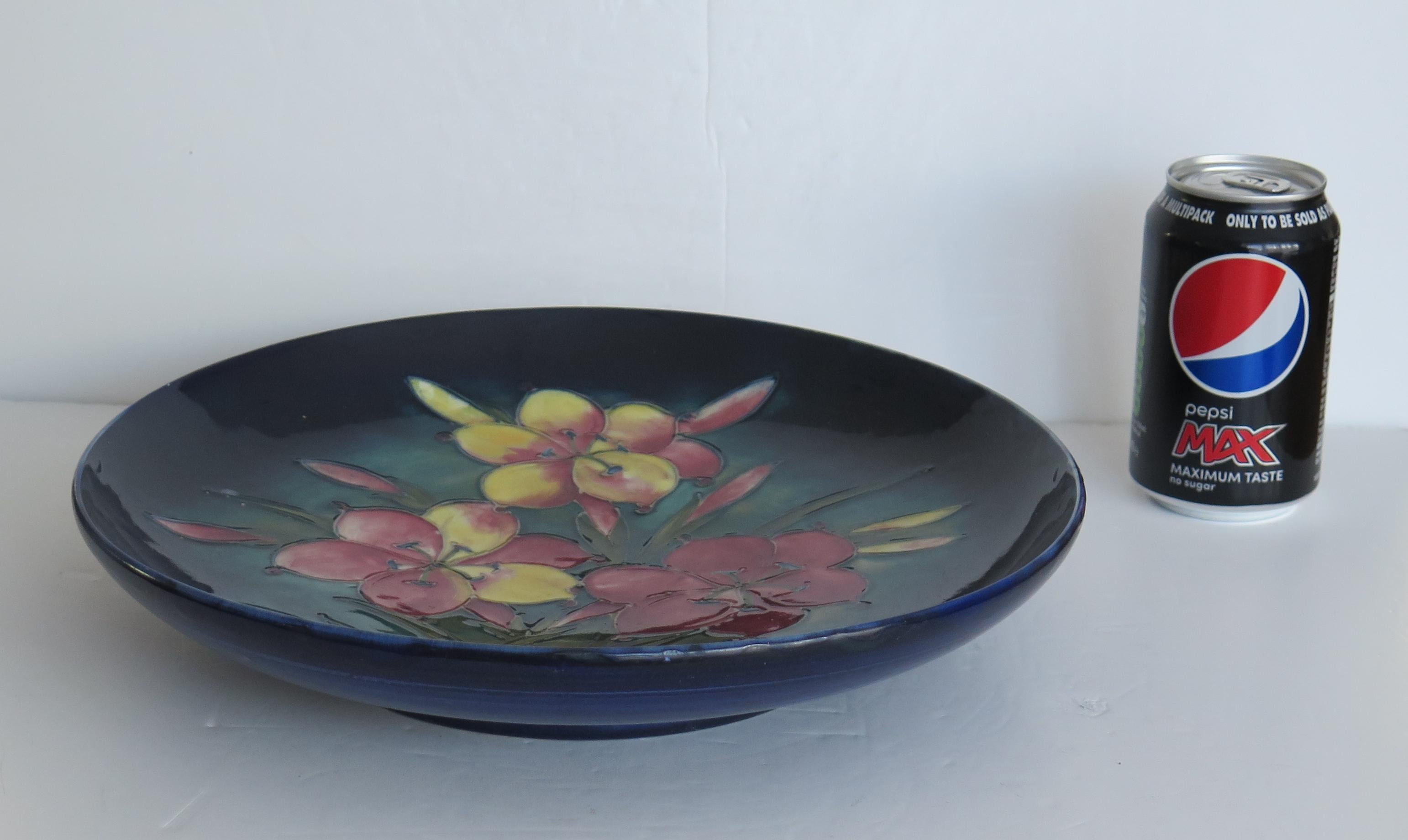 Early William Moorcroft Pottery Large Dish in Freesia Pattern, circa 1935 For Sale 3