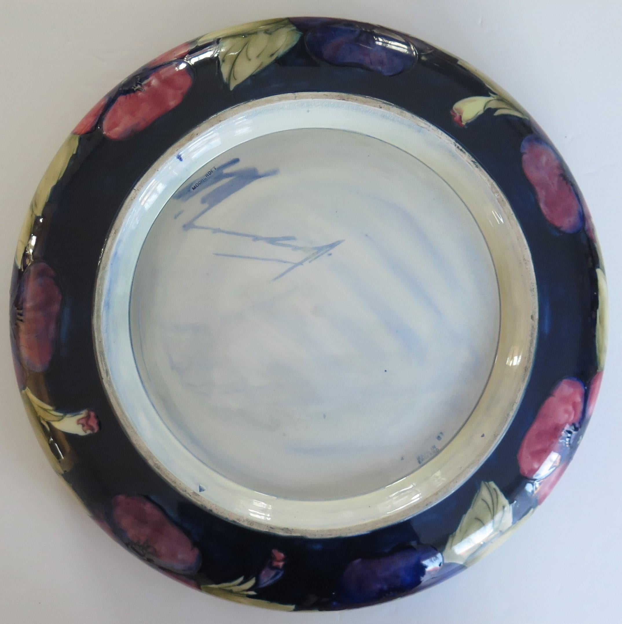 Art Deco Early William Moorcroft Pottery Large Dish in Pansy Pattern, circa 1928 For Sale
