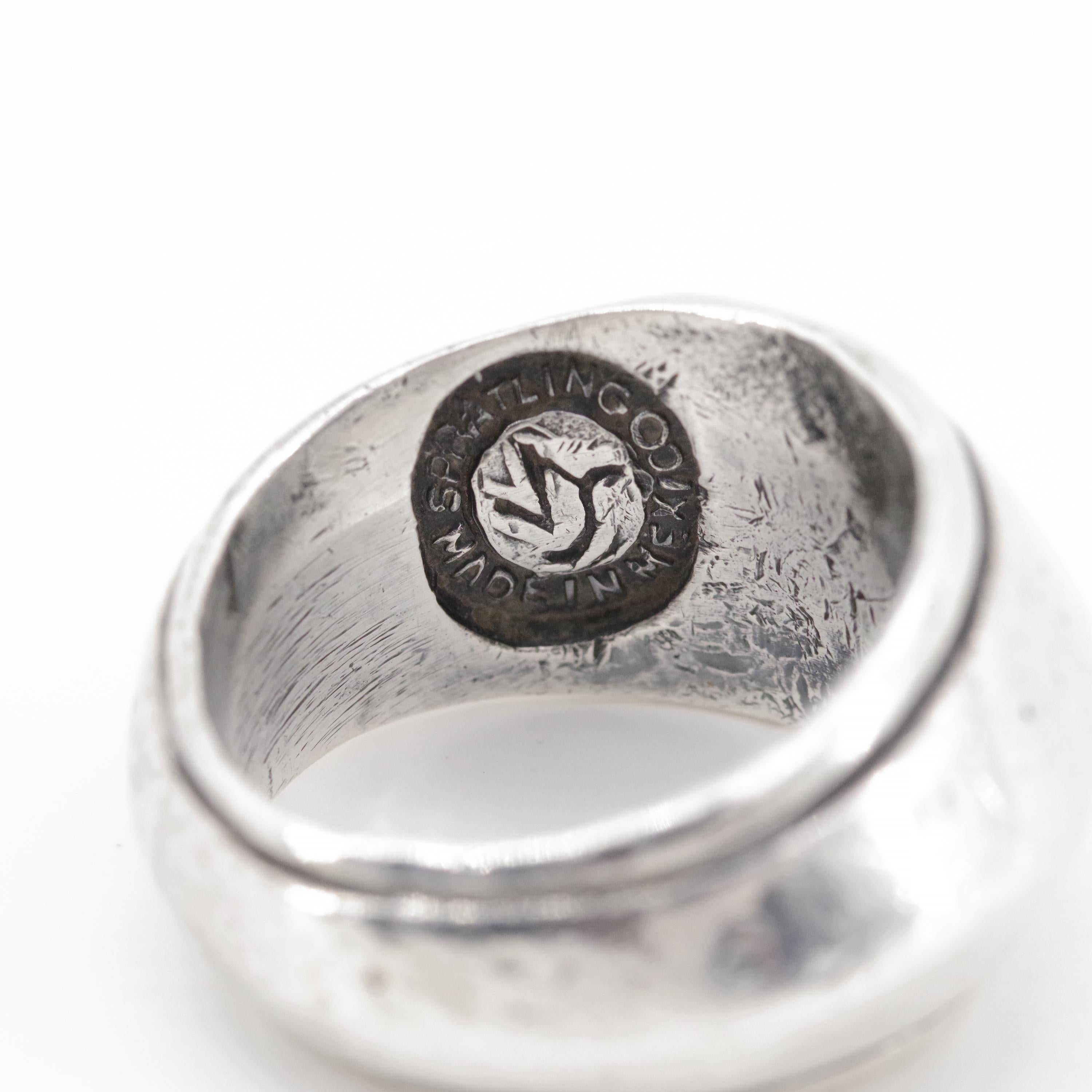 Early William Spratling Silver Ring in Heavy Silver with Bevel Center In Fair Condition In Southbury, CT