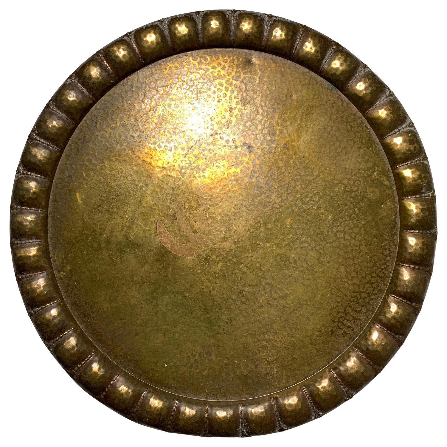 Early WMF Large Hammered Brass Charger or Tray For Sale at 1stDibs