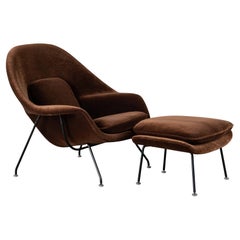 Early Womb Chair & Ottoman in Chocolate Mohair by Eero Saarinen for Knoll
