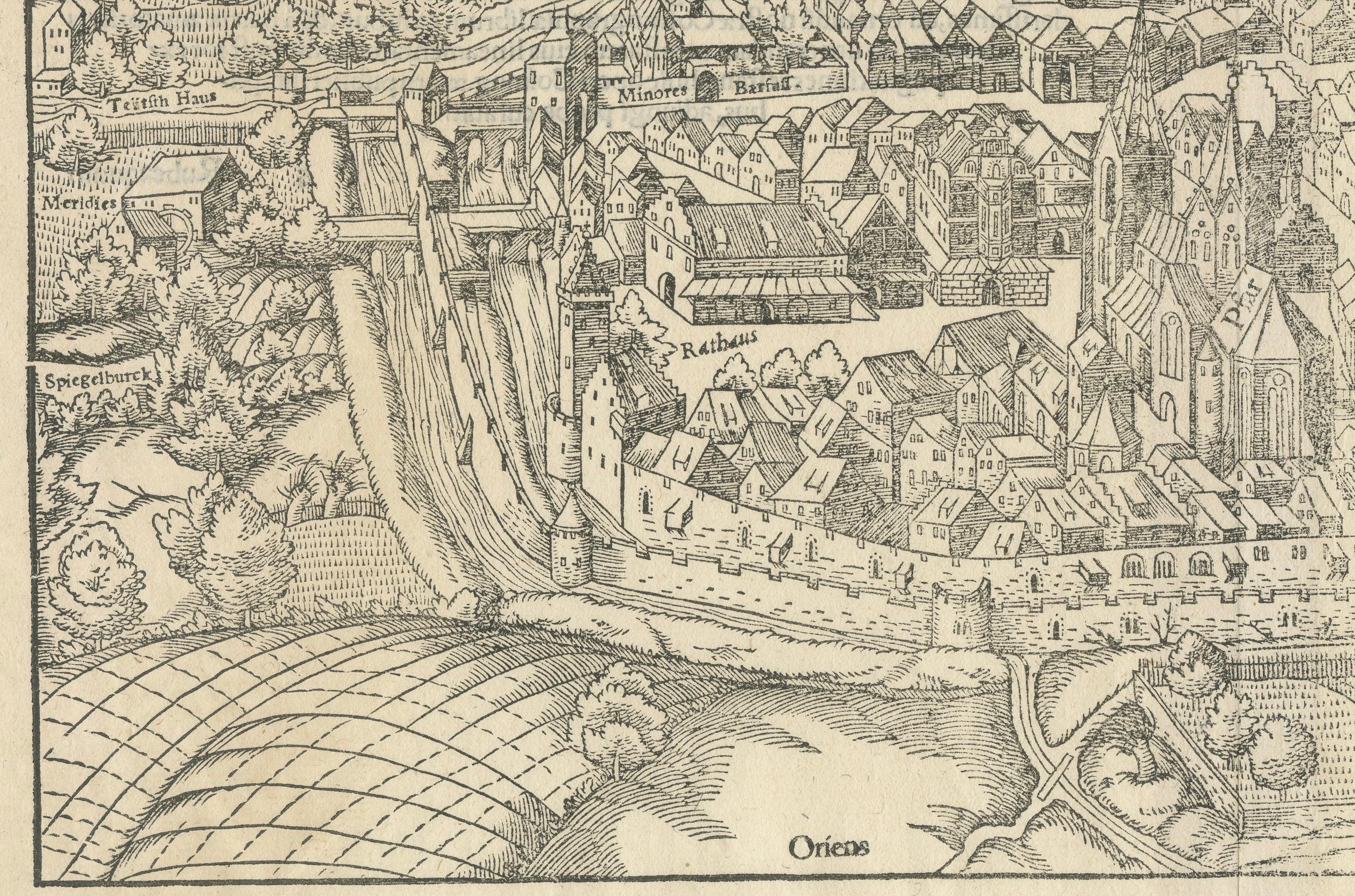 No Early Birds View of Rouffach, Francia, di Sebastian Münster, 1554 In condizioni buone in vendita a Langweer, NL