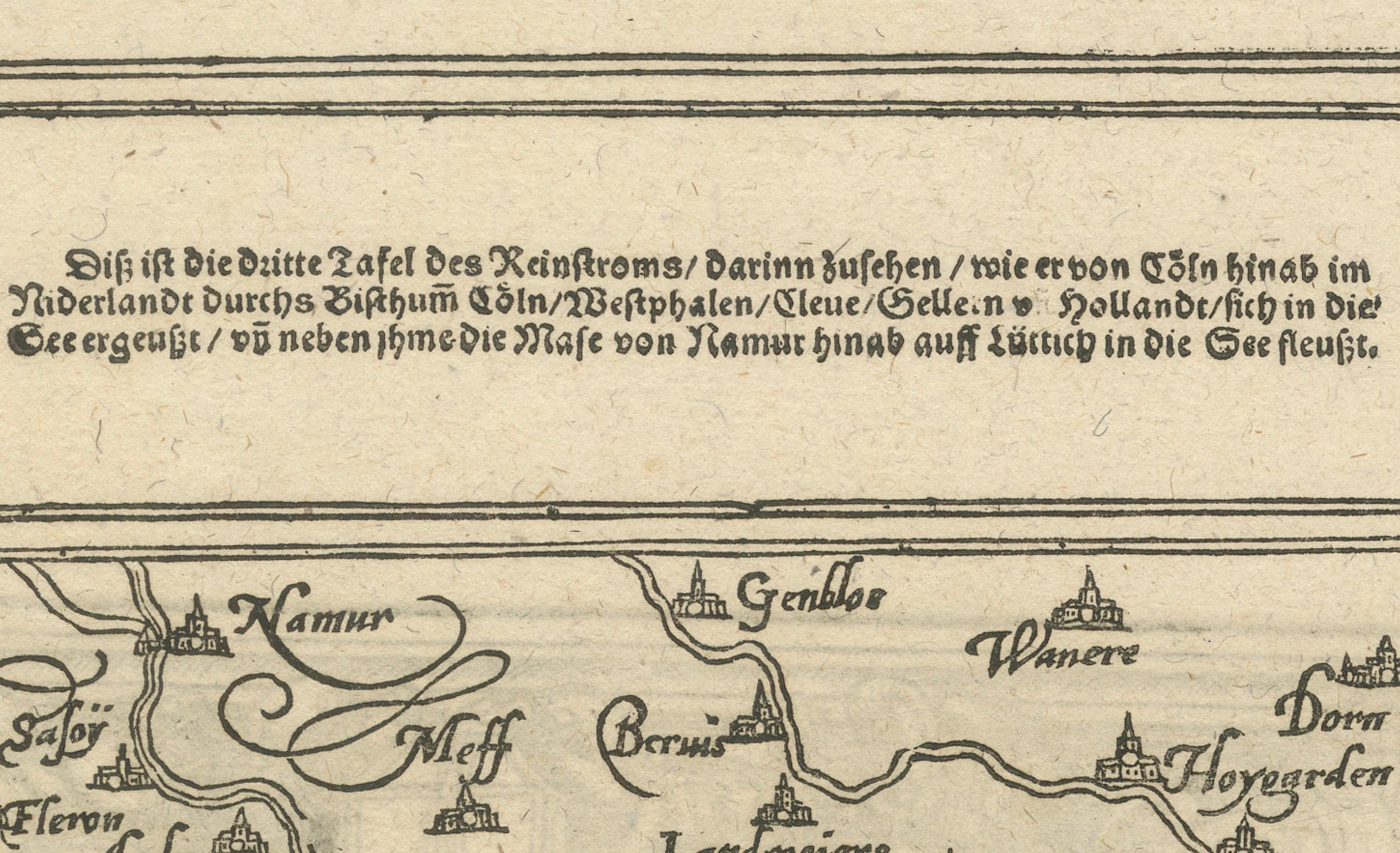 Inciso Carta xilografica della regione del fiume Reno in Germania e Olanda, 1628 circa in vendita