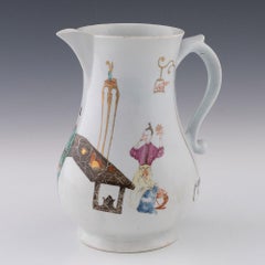 Early Worcester Porcelain Scratch Cross Cider Jug c1755