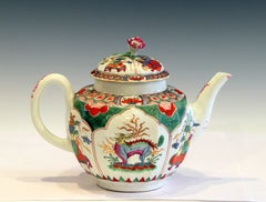 Early Worcester Porcelain Teapot Dragons in Compartments Kylin Bengal Tiger Mark