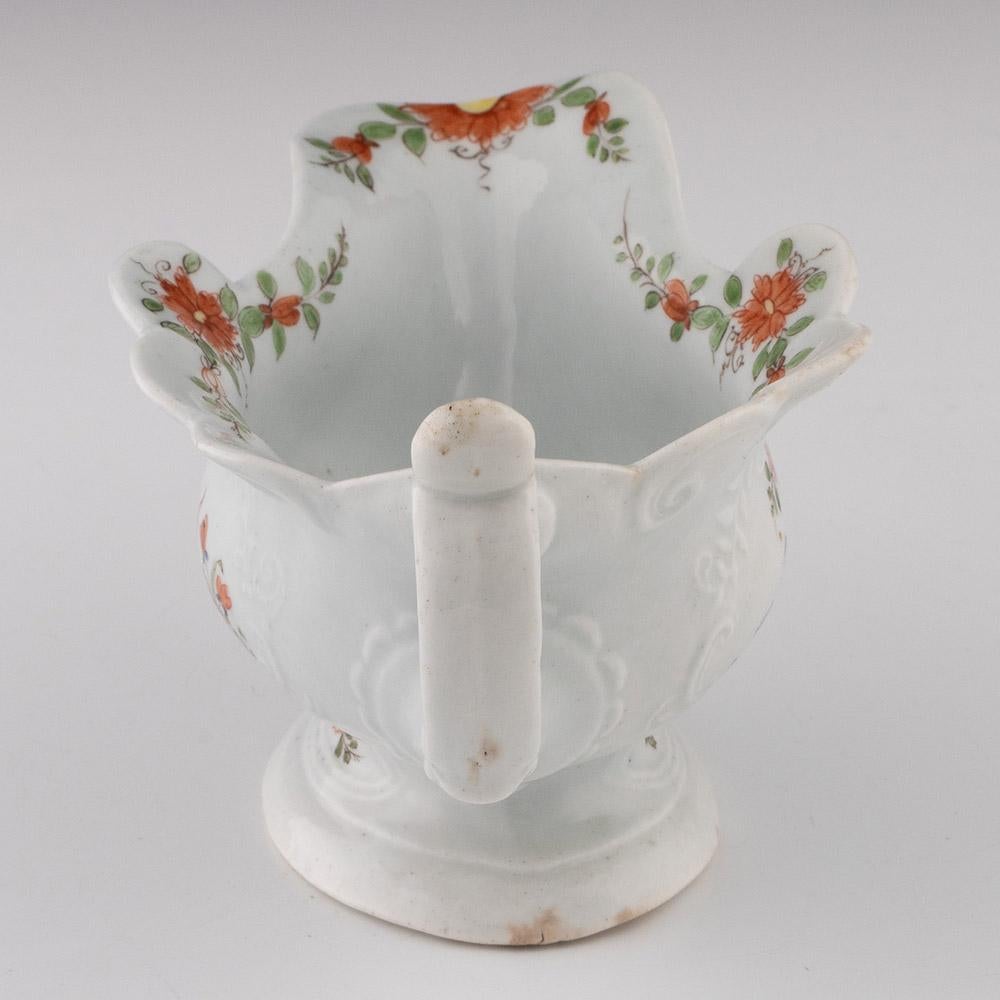 British Early Worcester Strutting Birds High Footed Sauceboat c1753-55 For Sale