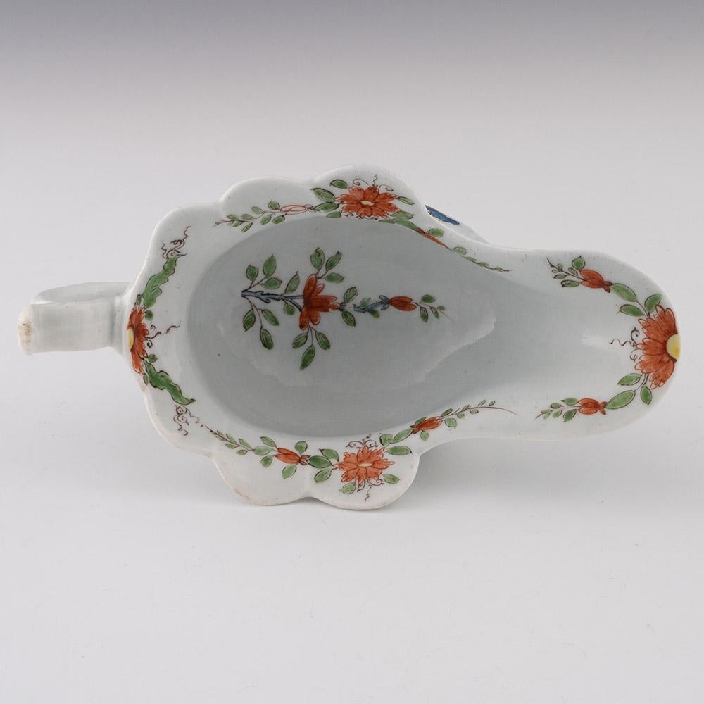 Porcelain Early Worcester Strutting Birds High Footed Sauceboat c1753-55 For Sale