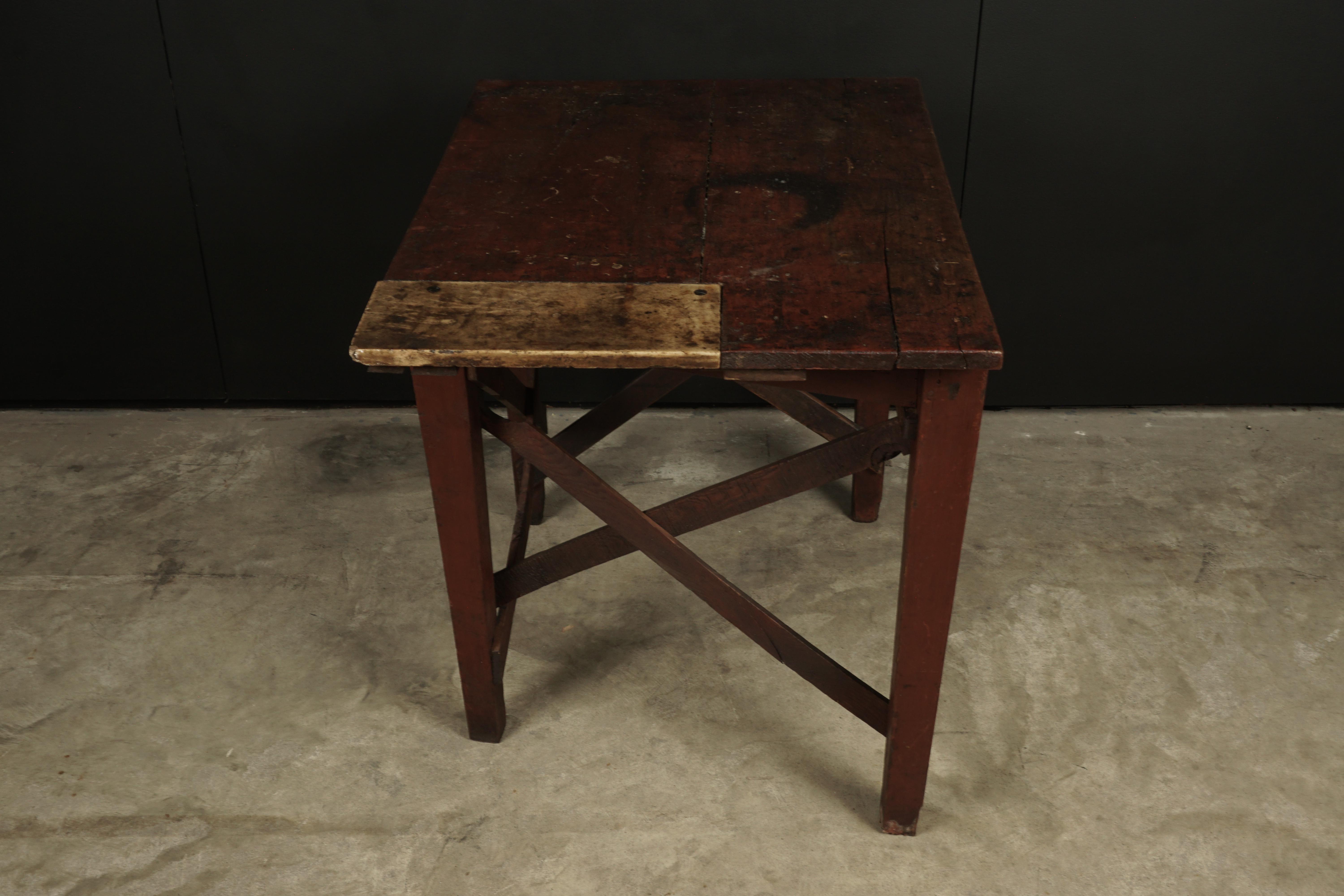 European Early Work Table from a Leather Factory, France, 1950s