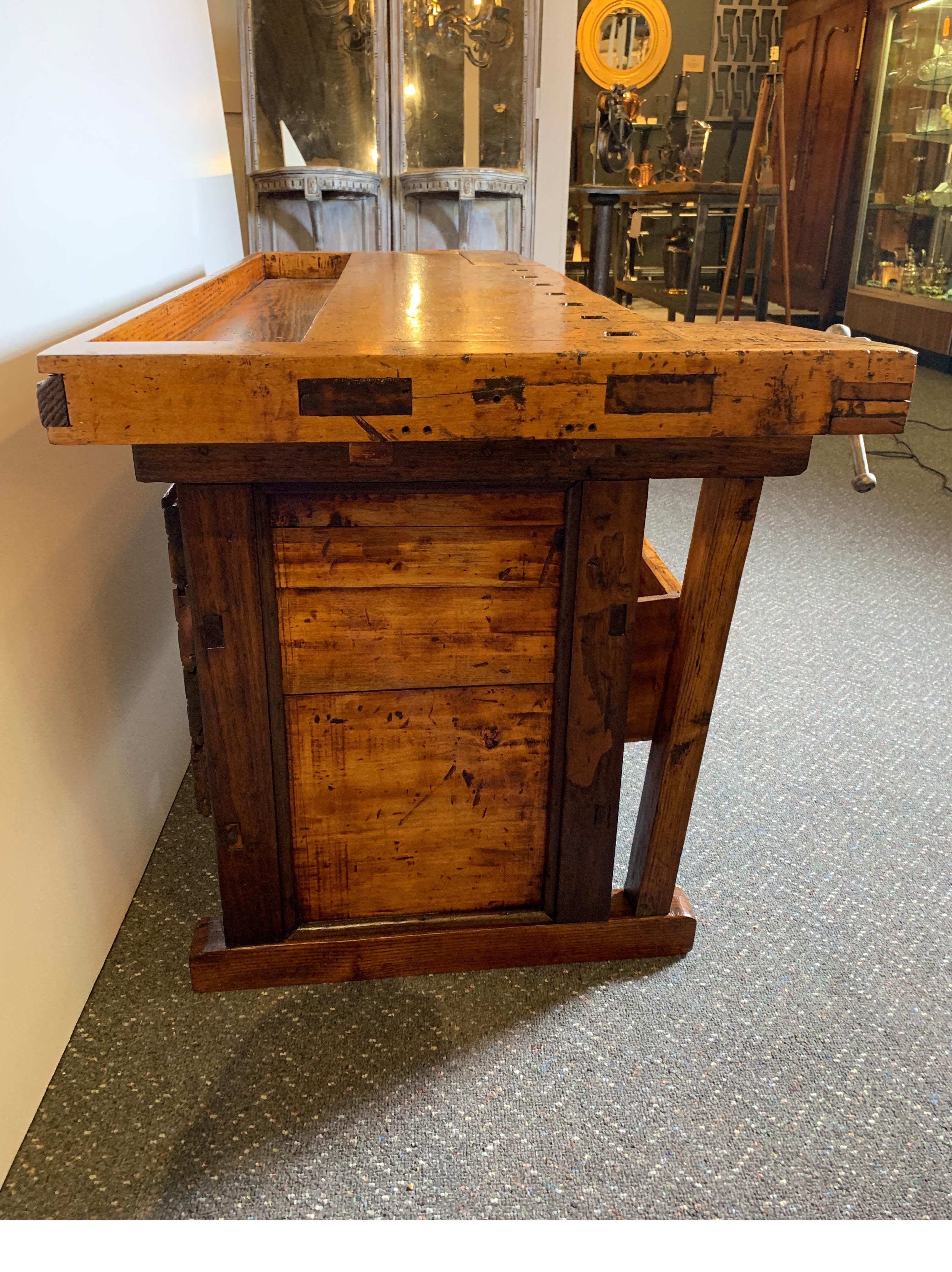 Early 20th Century Workbench with Three Drawers 4