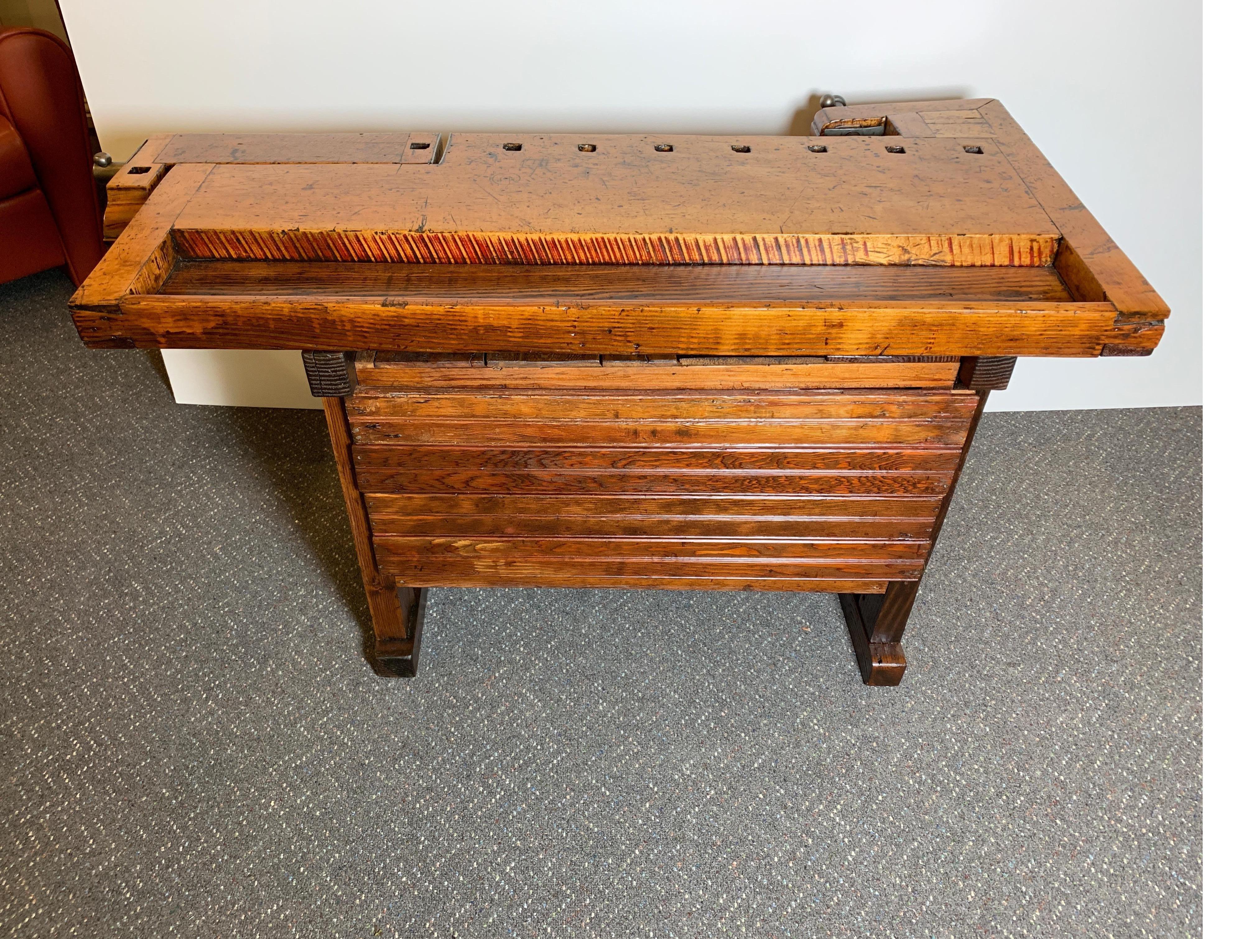 Early 20th Century Workbench with Three Drawers 5