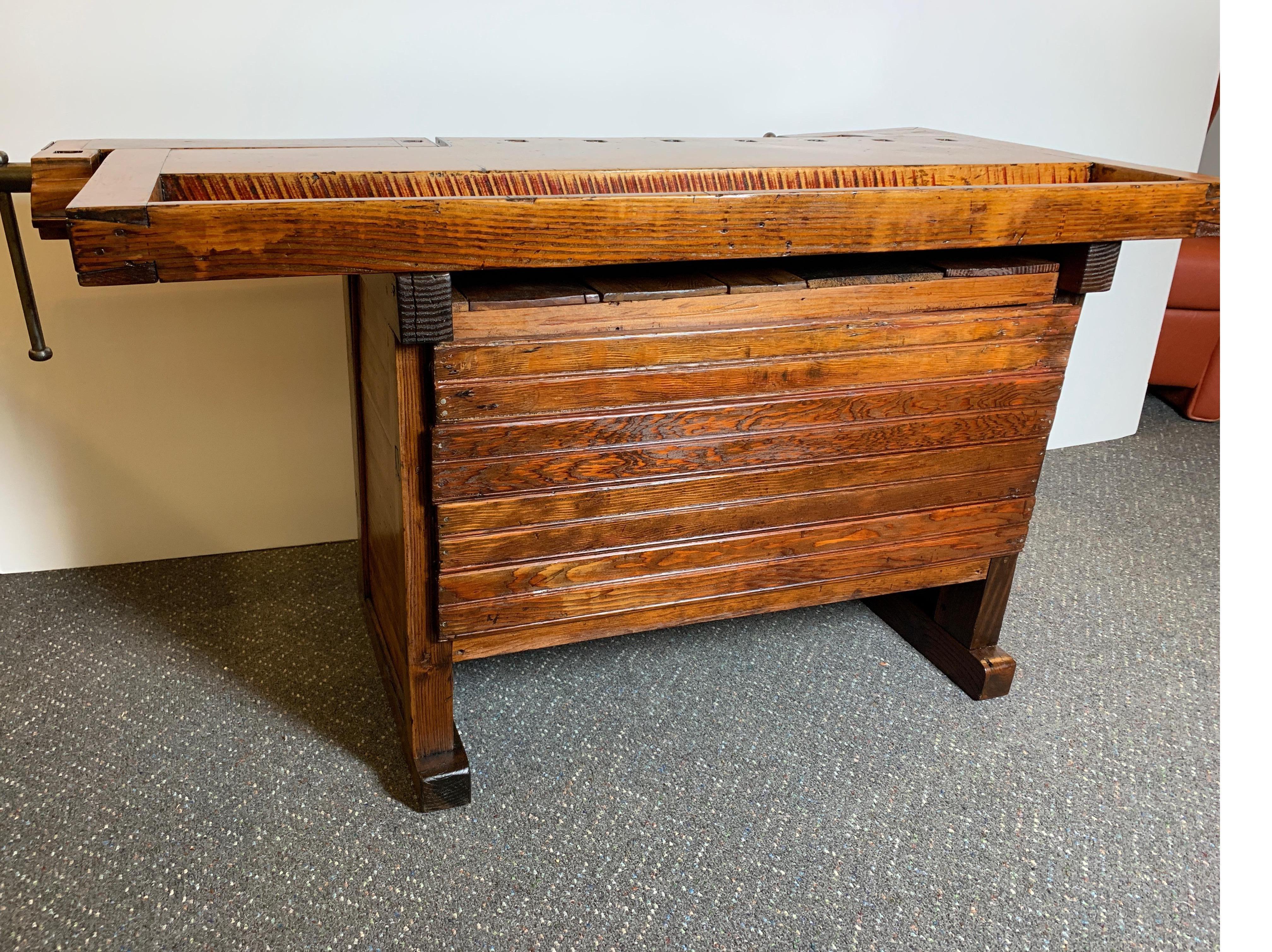 Early 20th Century Workbench with Three Drawers 6