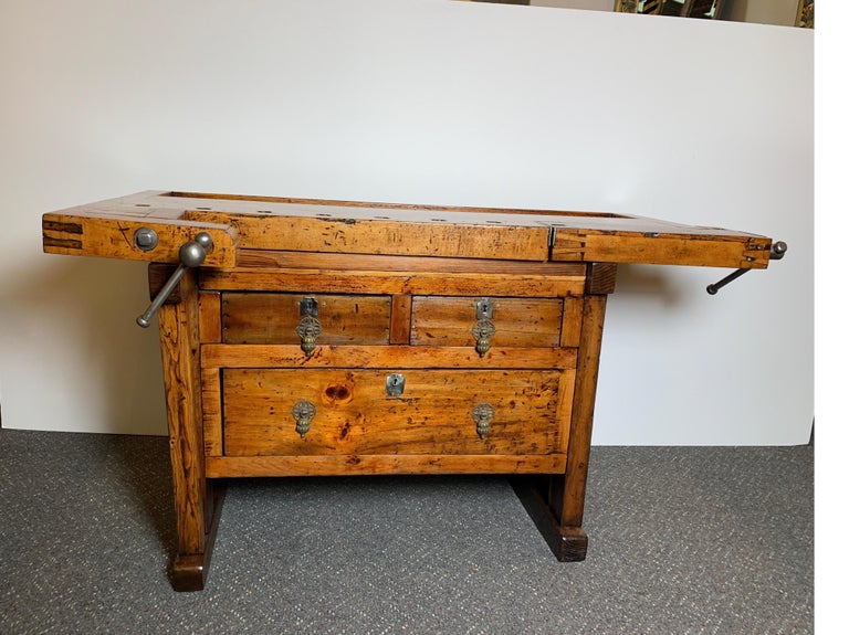Early 20th Century Workbench With Three Drawers For Sale At 1stdibs
