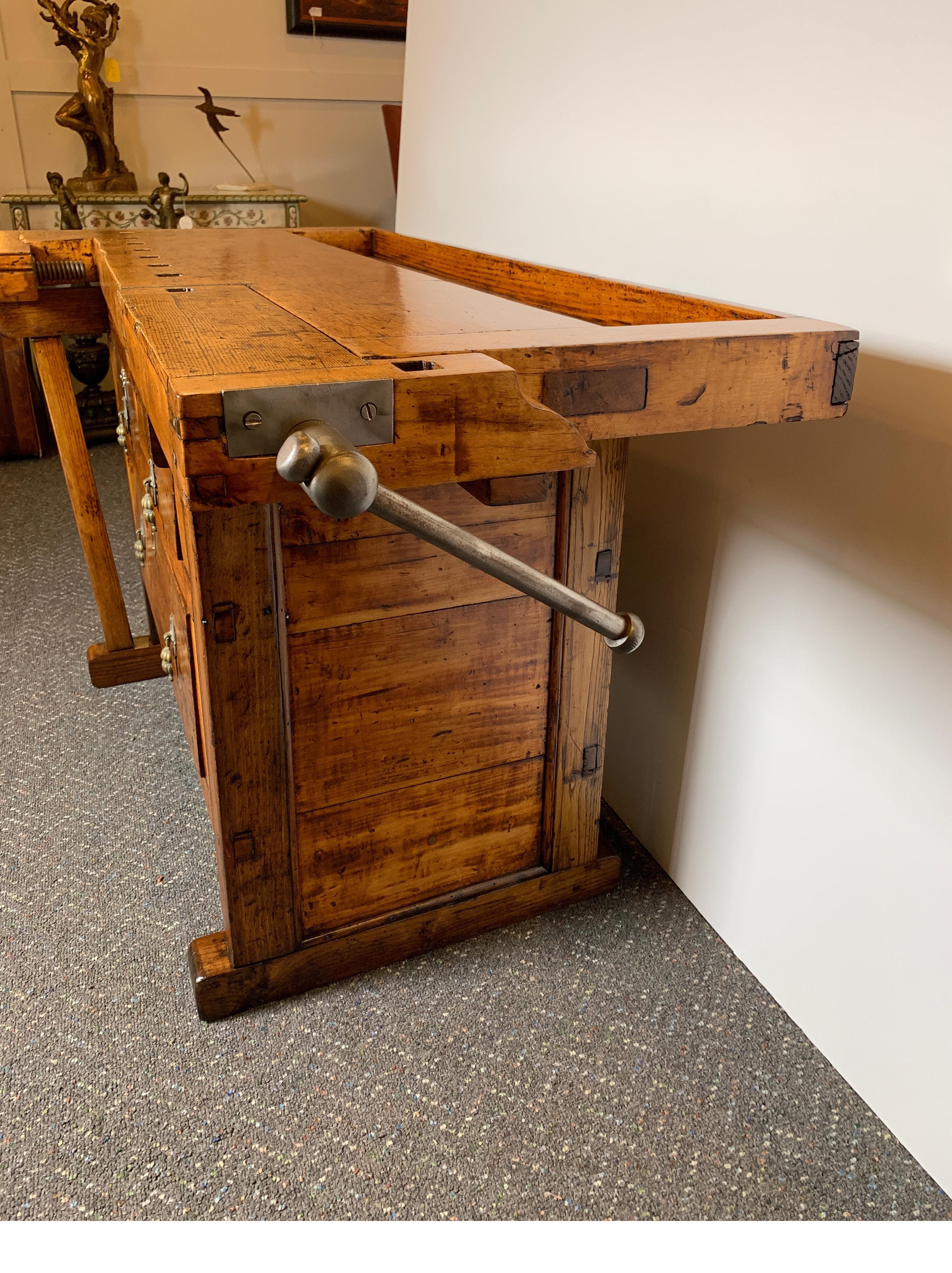 Early 20th Century Workbench with Three Drawers 1