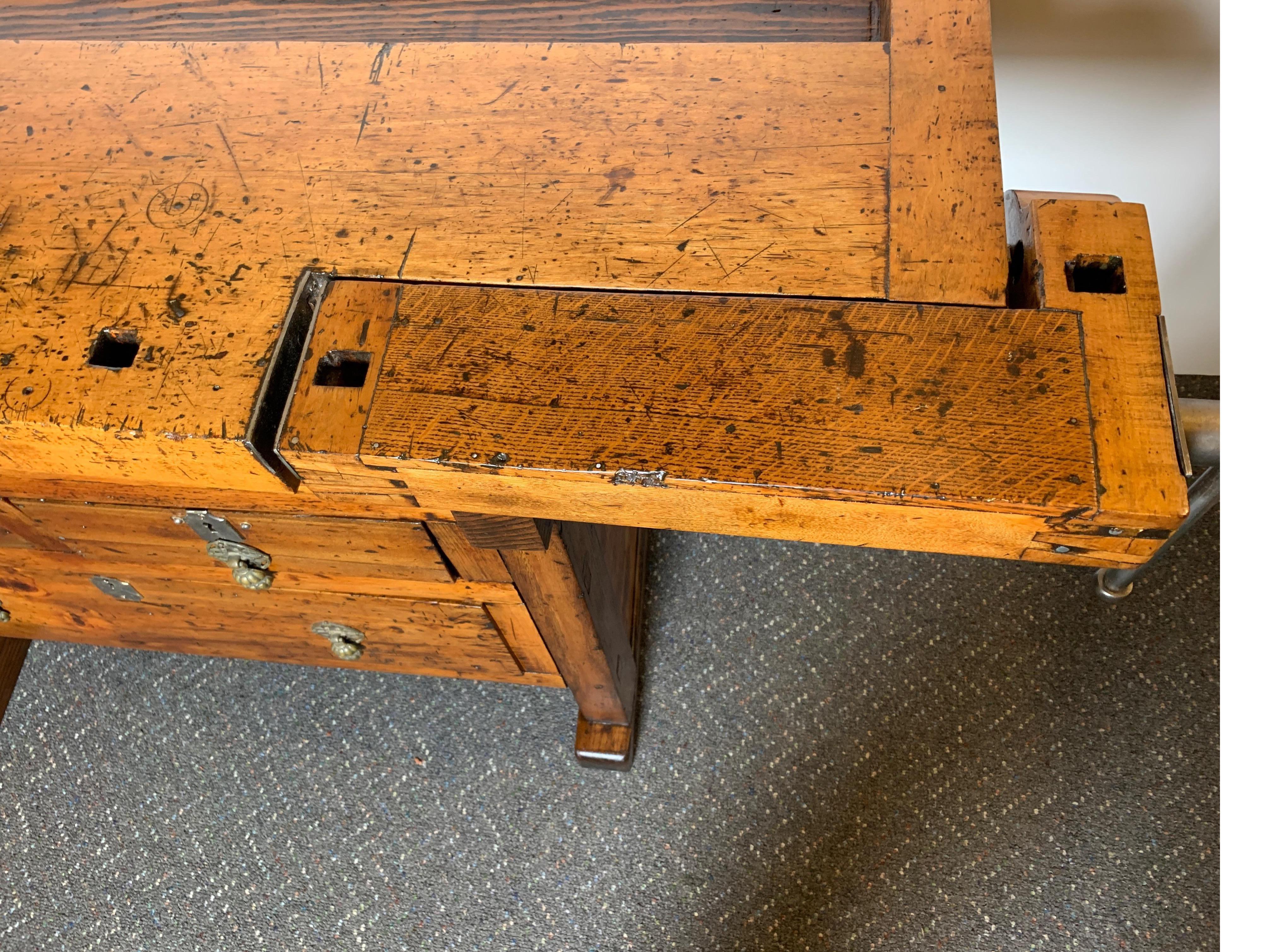 Early 20th Century Workbench with Three Drawers 2