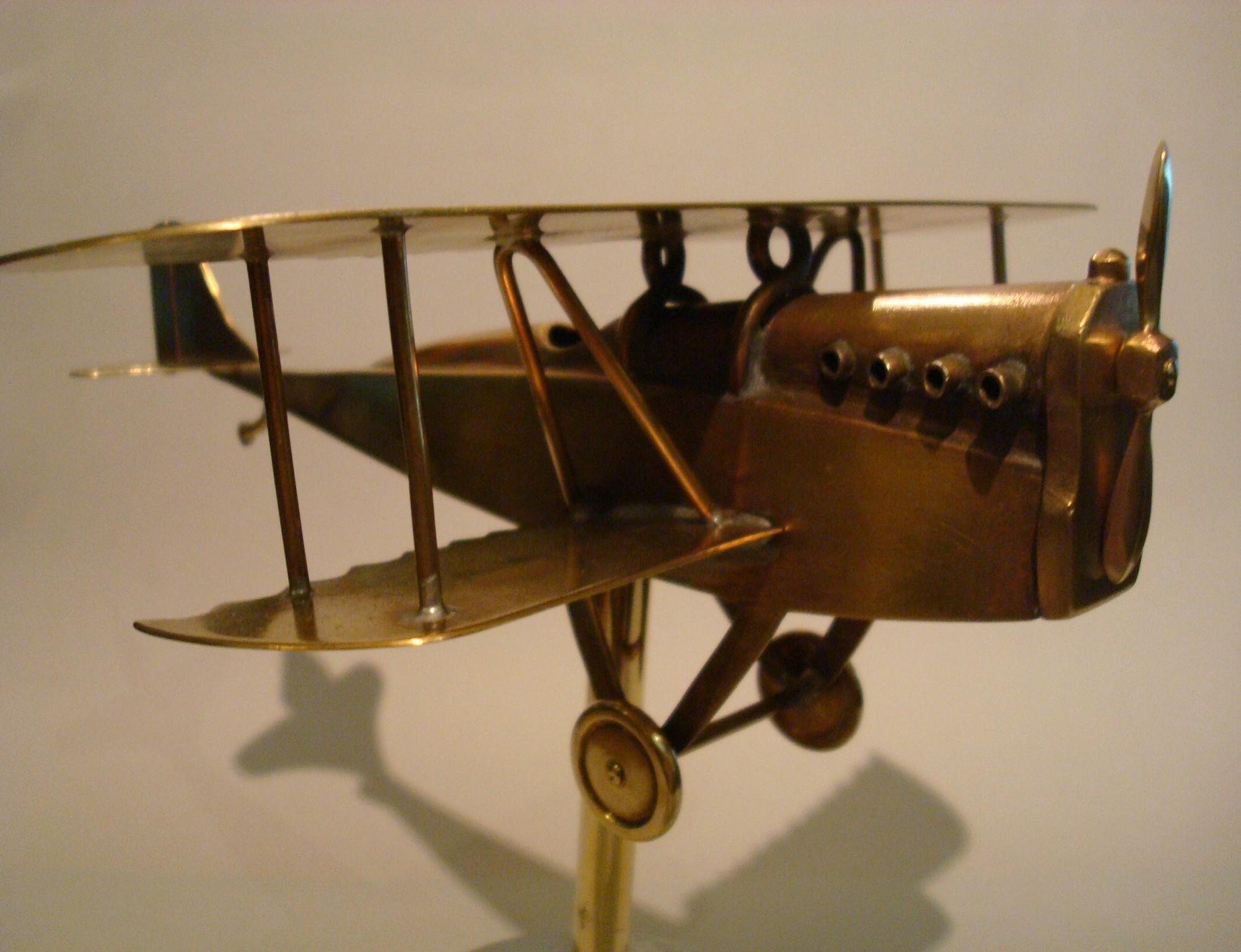 Early WWI Airplane Brass desk Model, 1910 3