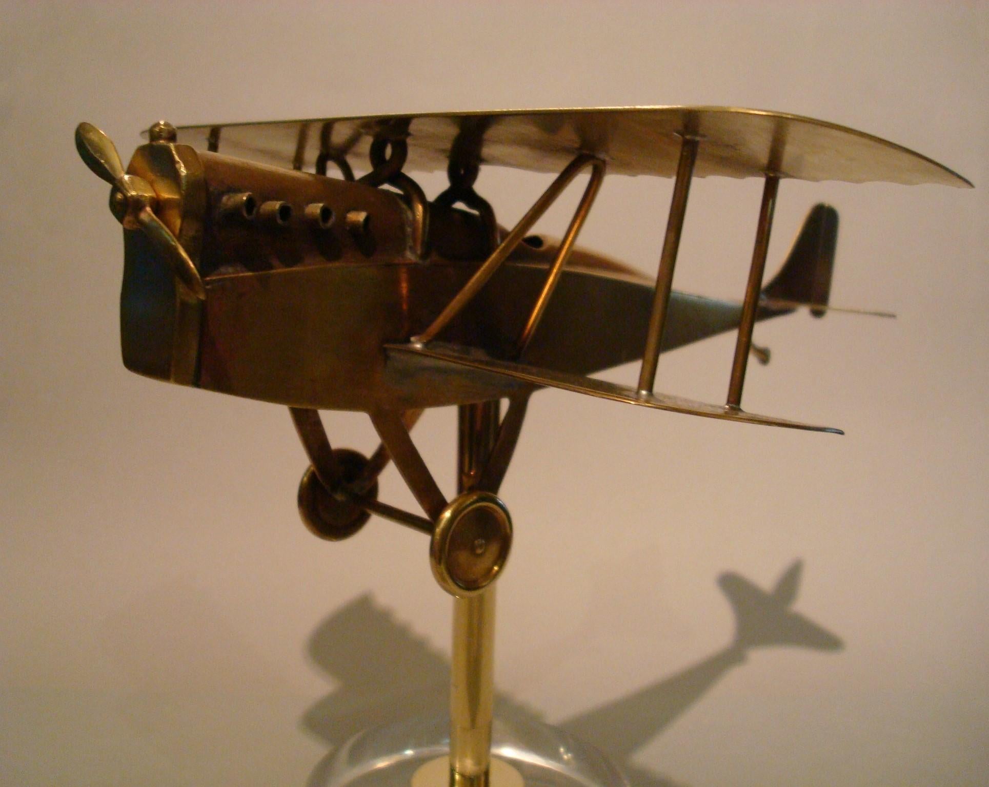 Early WWI airplane brass desk model. Perfect gift for any aviation fan.
 